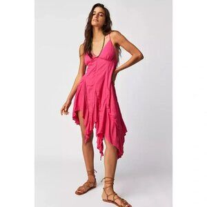 NEW Free People Tumi Tunic Flowy Asymmetrical Dress Pink Size M